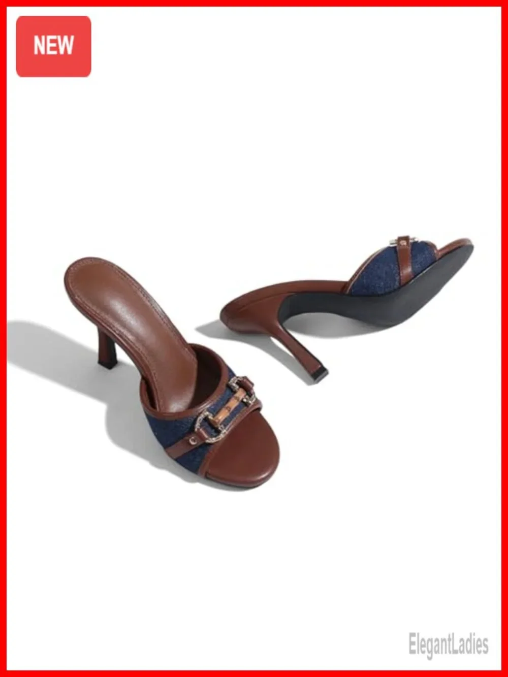 Women Open Toe Stiletto Mules Slip On Heeled Sandals Non-Slip Sole